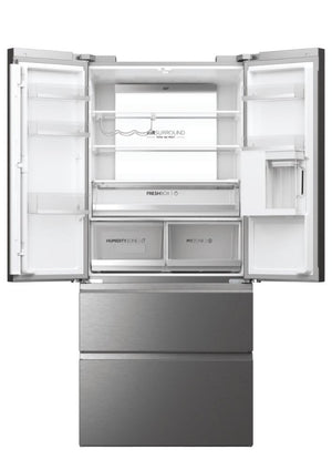 Haier HFW7819EWMP - Frigorifero congelatore, porta francese/fronte in acciaio inox, 539 litri, MyZone Plus/Humidity Zone/distributore d'acqua, Smart Home