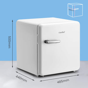 COMFEE' RCD50WH2RT(E) Frigorifero Piccolo 47 Litri, Design Retrò, Mini Frigorifero da Tavolo, Comparto Refrigeratore, Silenzioso, Frigo Bar da Ufficio, Casa, Bianco