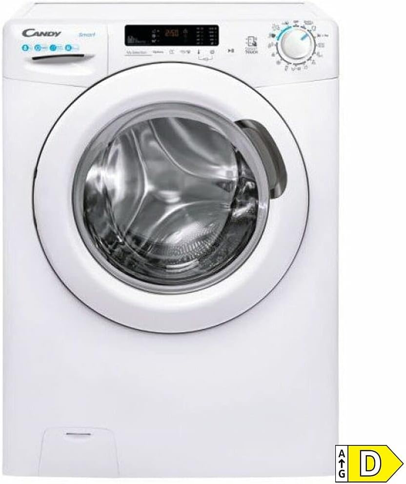 Candy Smart CS 1482DE/1-S, Lavatrice 8 KG, 1400 RPM, Tecnologia NFC, Assistente vocale, 15 cicli, 5 rapidi, ciclo igiene+, stiratura facile, avvio ritardato 24H, rilevatore KG, 79 DB, Classe D, Bianco