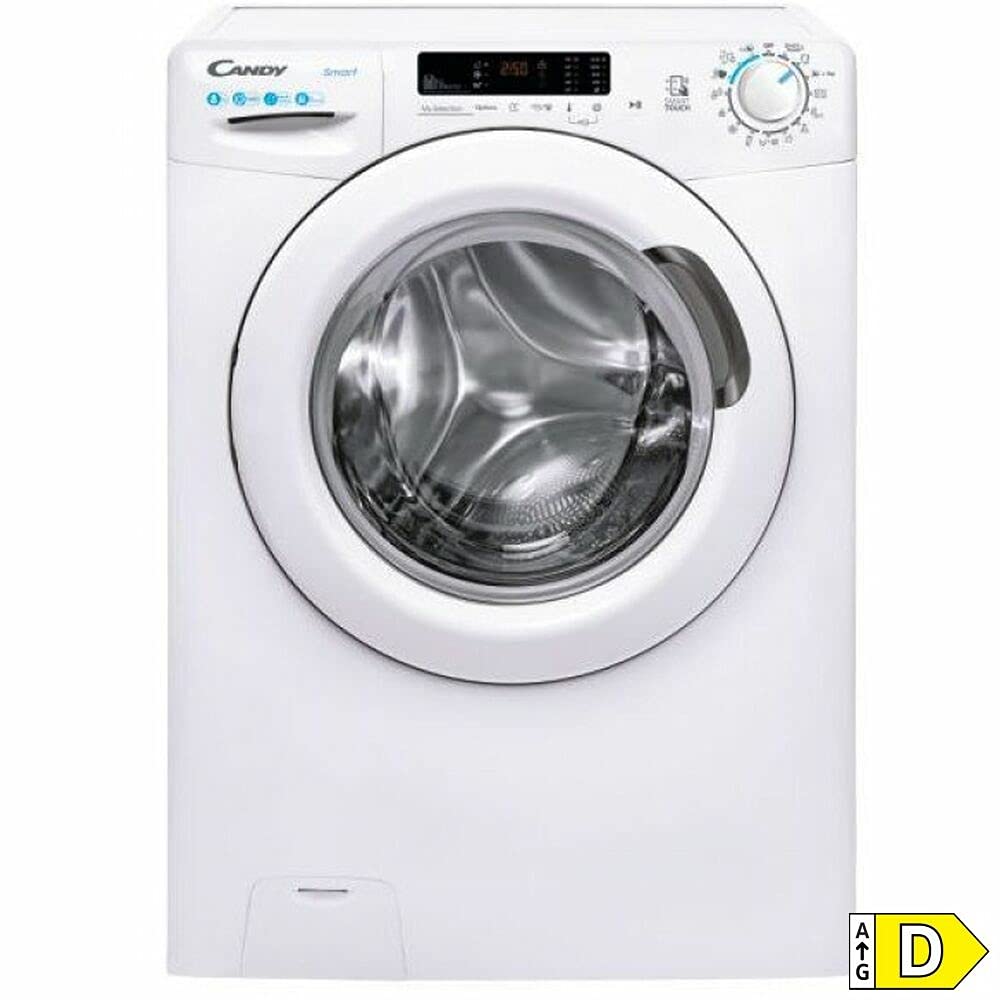 Candy Smart CS 1482DE/1-S, Lavatrice 8 KG, 1400 RPM, Tecnologia NFC, Assistente vocale, 15 cicli, 5 rapidi, ciclo igiene+, stiratura facile, avvio ritardato 24H, rilevatore KG, 79 DB, Classe D, Bianco