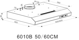 Candy CFT610/4W, Cappa aspirante 60 CM, 3 Livelli di Potenza, 87,5 W, 208 M3/H, Filtri al Carbonio, Pannello Alluminio Antigasso, Illuminazione a LED, 55/71 Db, Classe C, Bianco