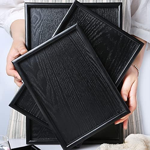 Vassoio da Portata in Legno, Vassoio in Legno Massiccio di Forma Rettangolare Per Alimenti, Vassoio da Tè, Vassoio da Ristorante per Colazione A Letto, Pranzo, Cena, Patio, Bagno, Ristorante (30x24cm)
