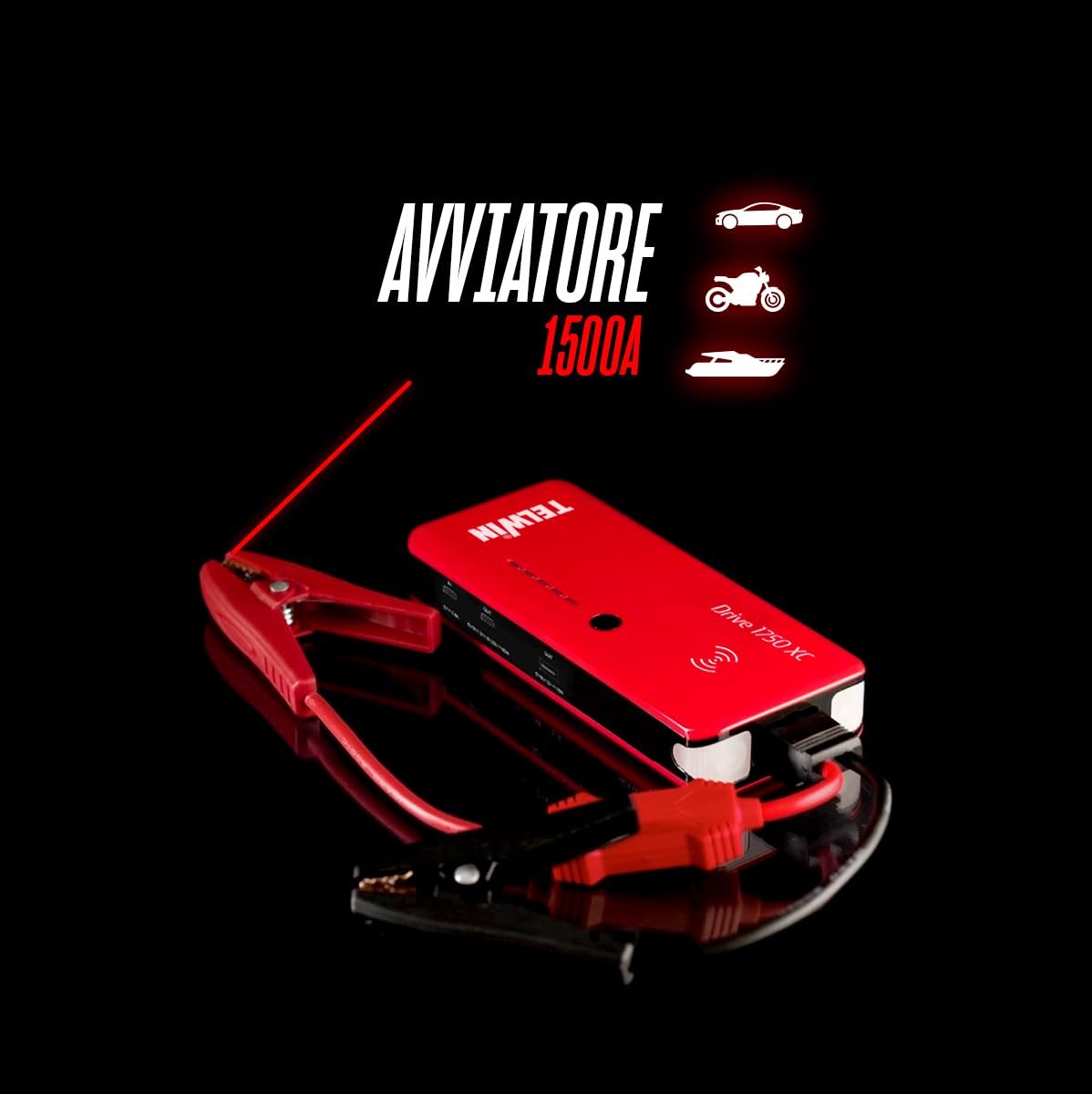 Telwin Drive Mini Avviatore Portatile e Power Bank, 1000A, Avviamento 12V