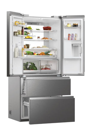 Haier HFW7819EWMP - Frigorifero congelatore, porta francese/fronte in acciaio inox, 539 litri, MyZone Plus/Humidity Zone/distributore d'acqua, Smart Home
