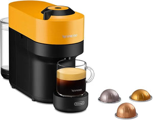 De'Longhi Nespresso Vertuo Pop ENV90.Y, Macchina Caffè a Capsule con Tecnologia Centrifusion, 4 Formati in Tazza, Incluso Set di Benvenuto con 12 Capsule, 1260W, Mango Yellow