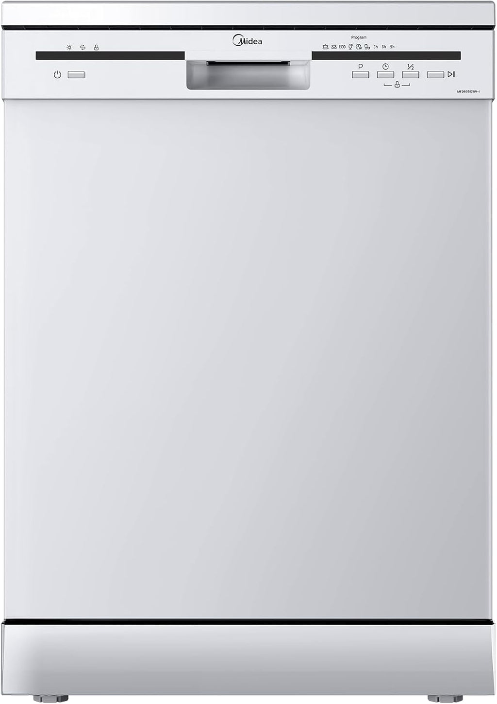 Midea MFD60S121W-IT Lavastoviglie Libera Installazione con 12 coperti, 6 Programmi, Partenza Ritardata, Funzione di Mezzo Carico, 60 cm - Bianco