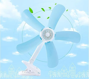 AntDau71® - Piccolo Ventilatore elettrico con Pinza e Doppio Snodo dotato di 5 Pale per Tavolo Scrivania Casa Letto Ufficio