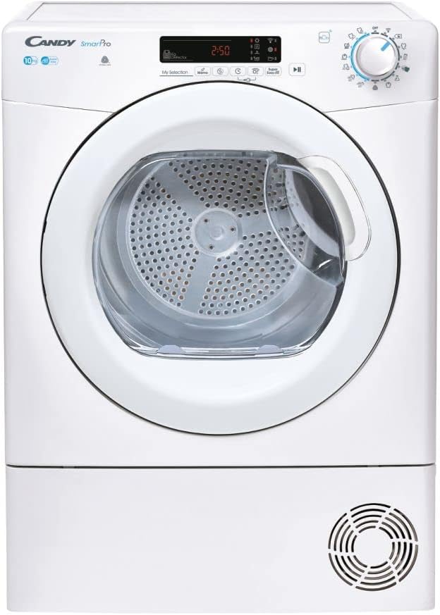 Candy Smart Pro Asciugatrice 10 Kg a Condensazione, Libera Installazione, Classe B, Connessione Wi-Fi + BLE, Controllo da App, Programma Stiro Facile, 59,6 x 58,5 x 85 cm, Bianca - CSOE C10DG-S