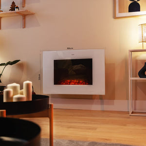 Cecotec Cheminée électrique Ready Warm 2200 Curved Flames. 2000W, 22", 2 niveaux de puissance, 20m2, Télécommande, Panneau curve en verre templé (35", Nero | Telecomando)