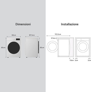 LG F4WV512S0E Lavatrice a Carica Frontale 12 Kg, Libera Installazione, 1400 Giri/min, Wi-Fi, Intelligenza Artificiale LG AI DD, Funzione Vapore, Motore Inverter Direct Drive, 60 x 85 x 61.5cm - Bianco