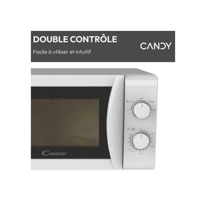 Candy Idea Forno a Microonde 20 Litri, 700W, 5 Livelli di Potenza, Programma Defrost, Timer e Segnale Acustico di Fine Cottura, Libera Installazione, 43,95 x 35,75 x 25,82 cm, Bianco - CMW20SMW