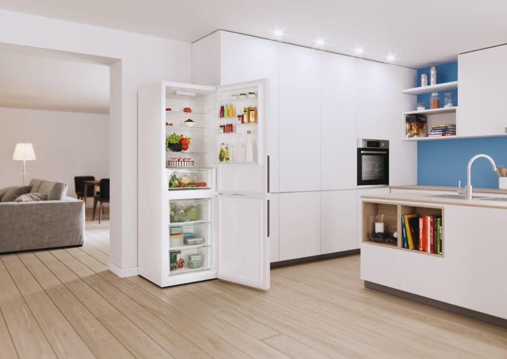 Candy, Frigorifero Fresco, CCE3T618EW, Frigorifero combinato, 341 Litri, 39 dB, Total No Frost, App hOn, Bianco, AxLxP 185x59,5x65,8 cm [Classe di efficienza energetica E]