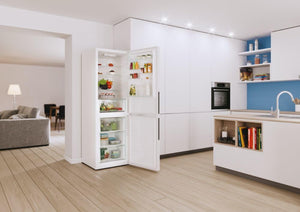Candy, Frigorifero Fresco, CCE3T618EW, Frigorifero combinato, 341 Litri, 39 dB, Total No Frost, App hOn, Bianco, AxLxP 185x59,5x65,8 cm [Classe di efficienza energetica E]