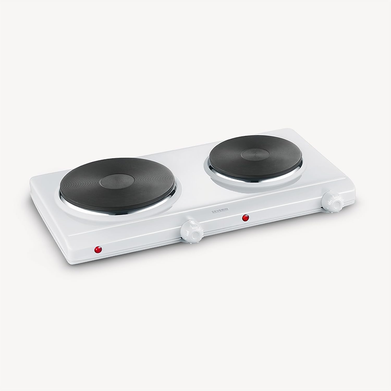 SEVERIN DK 1042 Fornello elettrico a due fuochi, Ø 18 cm x 1.500 W + Ø 15 cm x 1.000 W, Fondelli in ghisa indeformabili, Controllo in continuo della temp. con 2 termostati