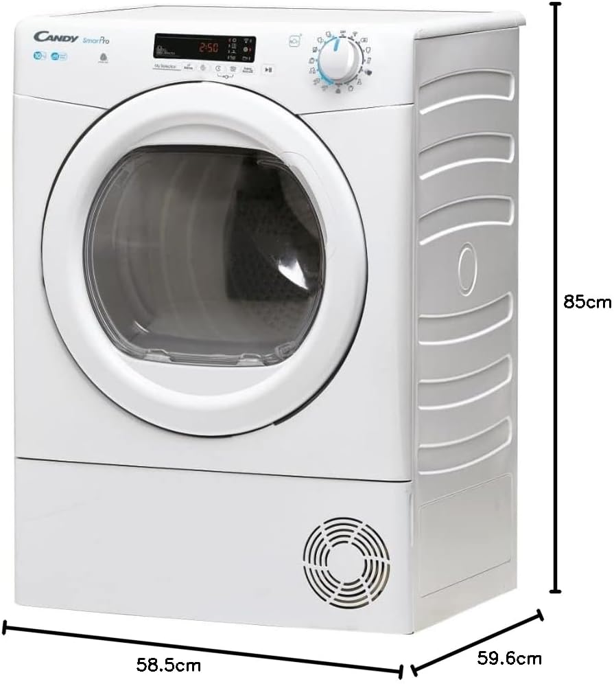 Candy Smart Pro Asciugatrice 10 Kg a Condensazione, Libera Installazione, Classe B, Connessione Wi-Fi + BLE, Controllo da App, Programma Stiro Facile, 59,6 x 58,5 x 85 cm, Bianca - CSOE C10DG-S
