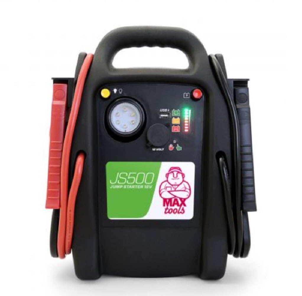 MAXTOOLS JSL400 Avviamento d’Emergenza Professionale per Automobile 2400 A per Veicoli Diesel e a Benzina di Grandi Dimensioni, Potente e Sicuro a 12 V, Batteria al Litio Esterna con USB