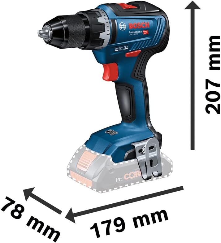 Bosch Professional 06019H5202 GSR 18V-55-Avvitatore Senza Batteria, 18 Volt, Max. Momento torcente: 55 NM, in Scatola di Cartone, 18 V, Blu