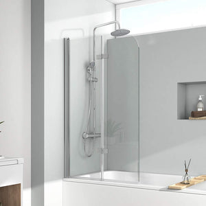 EMKE 120 x 140 cm parete divisoria doccia per vasca da bagno da bagno pieghevole parete doccia divisoria doccia vasca da bagno 2 pezzi 6 mm vetro rinforzato parete doccia vasca da bagno