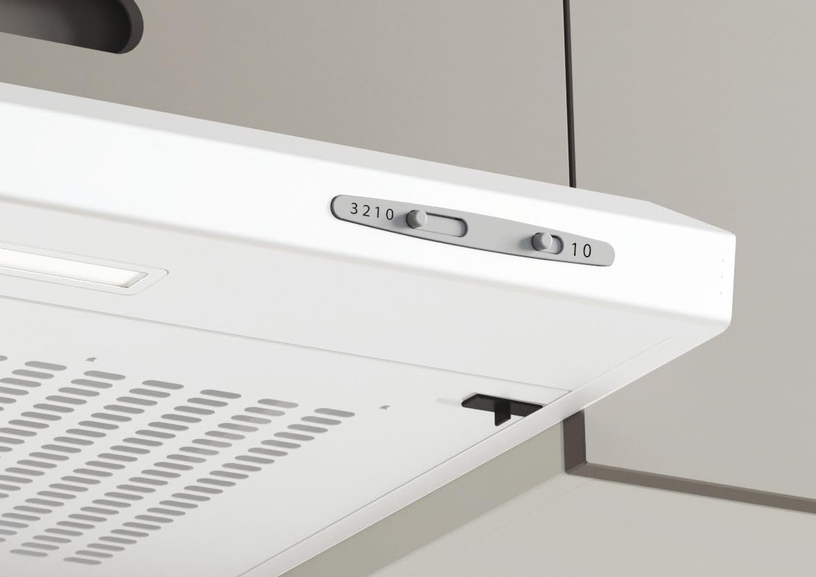 Candy CFT610/4W, Cappa aspirante 60 CM, 3 Livelli di Potenza, 87,5 W, 208 M3/H, Filtri al Carbonio, Pannello Alluminio Antigasso, Illuminazione a LED, 55/71 Db, Classe C, Bianco