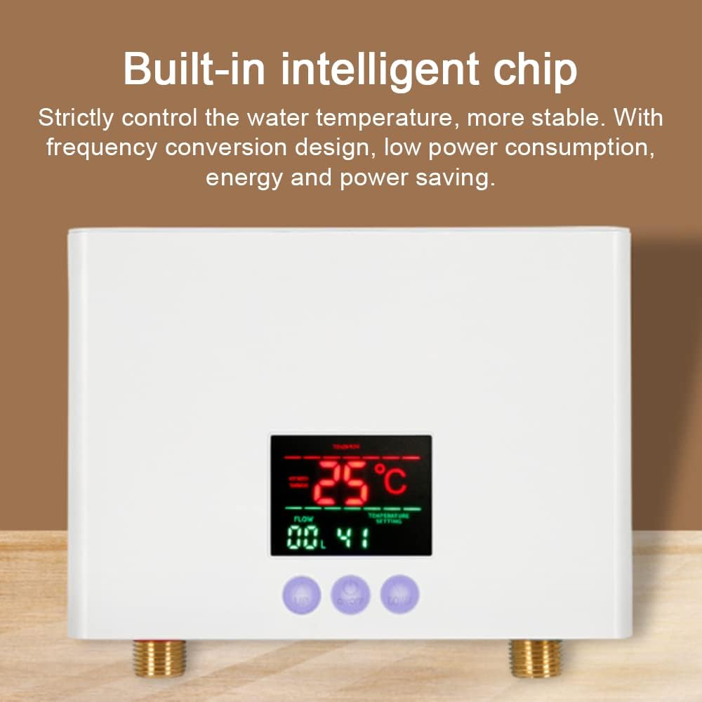 Mulcort Scaldabagno istantaneo 3KW Mini scaldabagno elettrico senza serbatoio a parete con display a LED Regolazione della temperatura a 3 livelli Telecomando per cucina di casa Bagno
