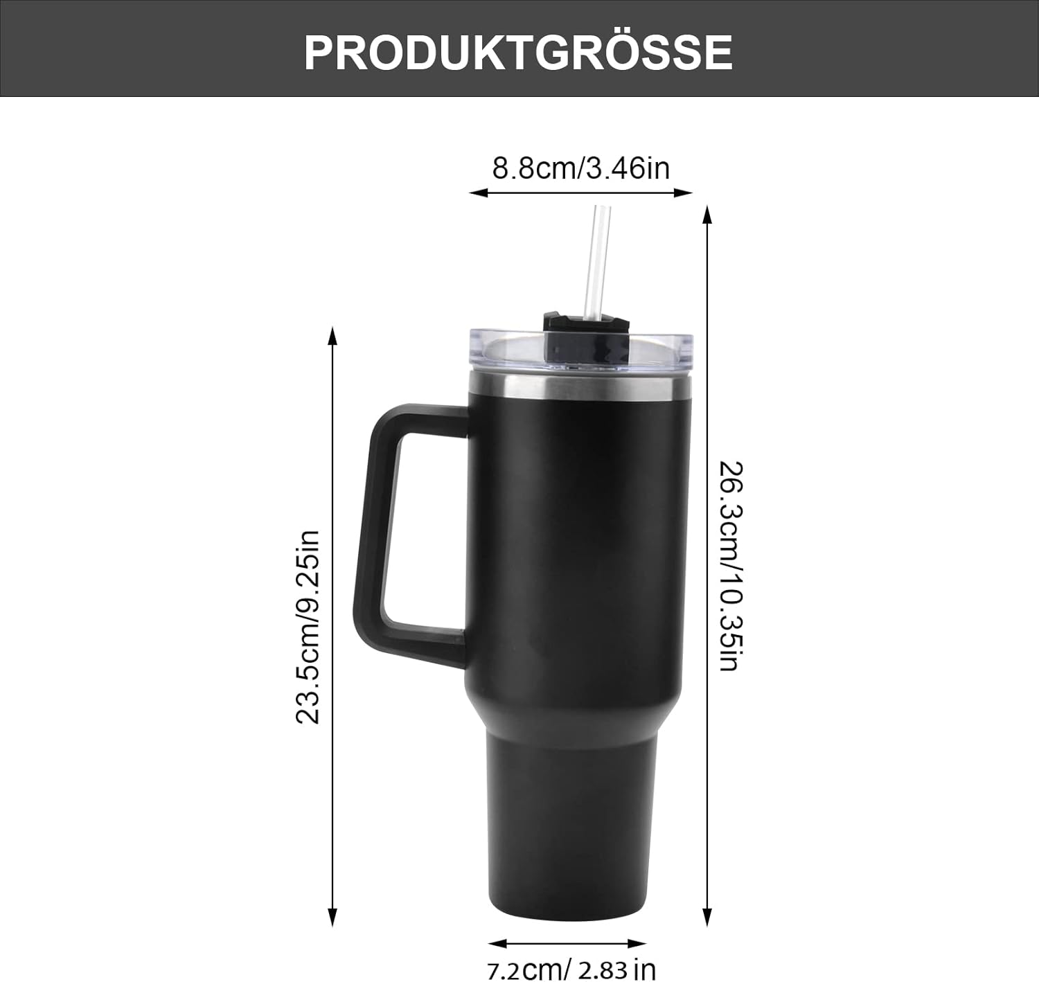 40oz 1200 ml Doppia Bottiglia per Vuoto in Acciaio Inossidabile Tazza Termica a Doppia Parete, Termica in Acciaio inox, con Cannucce Tgazza da Viaggio Tazza Termica per Auto Ufficio
