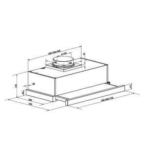 Candy CBT625/2W/1, Campana Telescopica 60 CM, 2 Livelli di Potenza, 332,1M3/H, Filtri al Carbonio, Pannello Alluminio Antigasso, Illuminazione a LED, 64DB, Inox