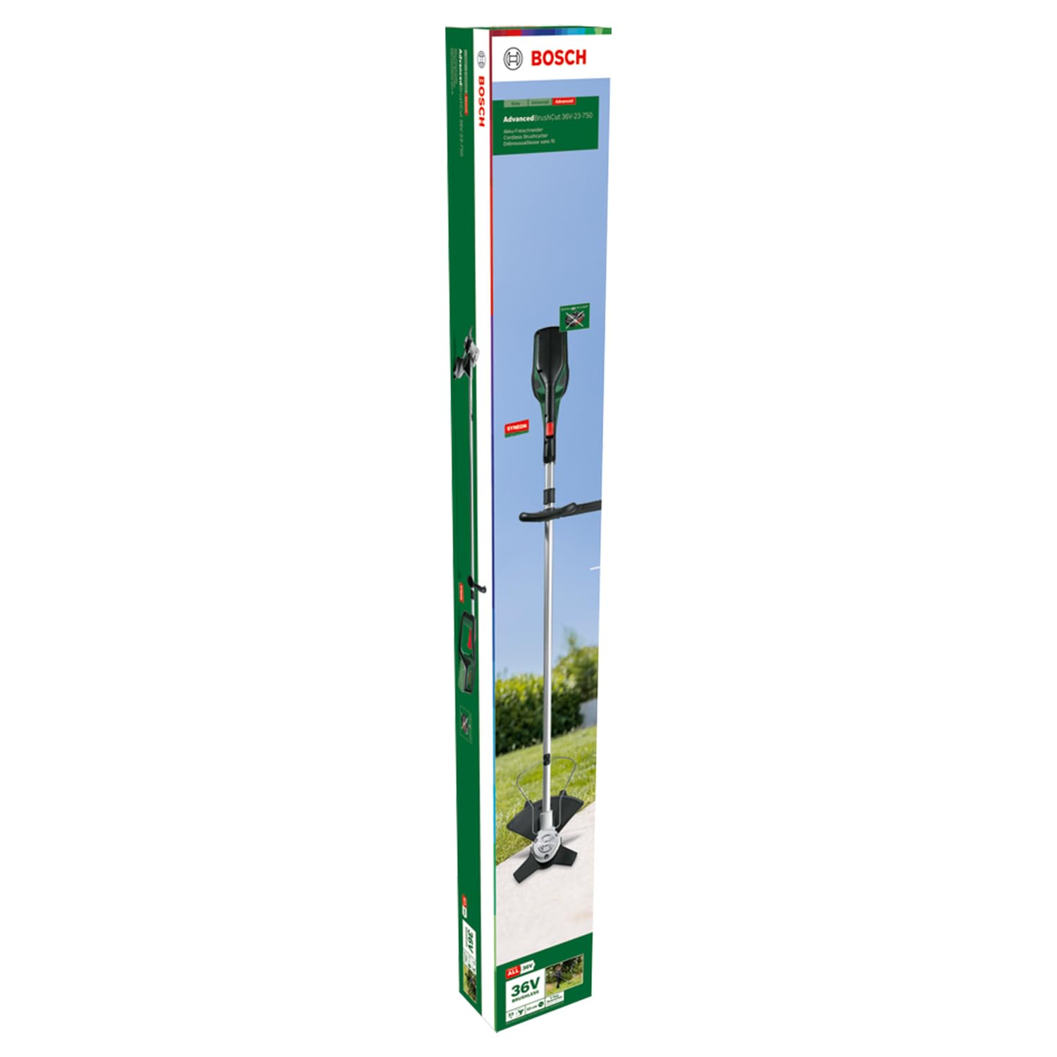 Bosch Decespugliatore AFS 23-37, Lama a 3 taglienti, bobina per fili da taglio, 3 fili da taglio, impugnatura supplementare, cuffia di protezione, confezione in cartone, potenza 1000 Watt