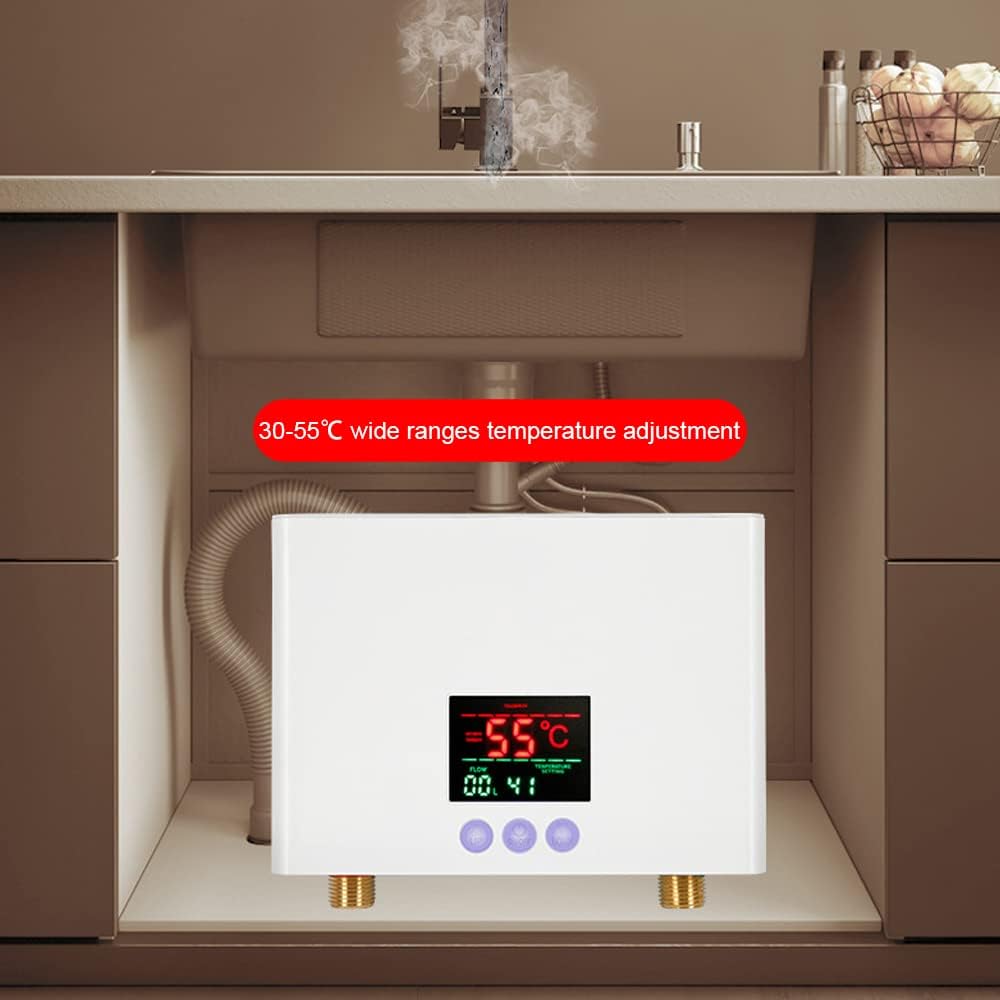 Mulcort Scaldabagno istantaneo 3KW Mini scaldabagno elettrico senza serbatoio a parete con display a LED Regolazione della temperatura a 3 livelli Telecomando per cucina di casa Bagno
