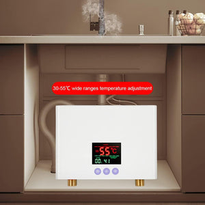 Mulcort Scaldabagno istantaneo 3KW Mini scaldabagno elettrico senza serbatoio a parete con display a LED Regolazione della temperatura a 3 livelli Telecomando per cucina di casa Bagno