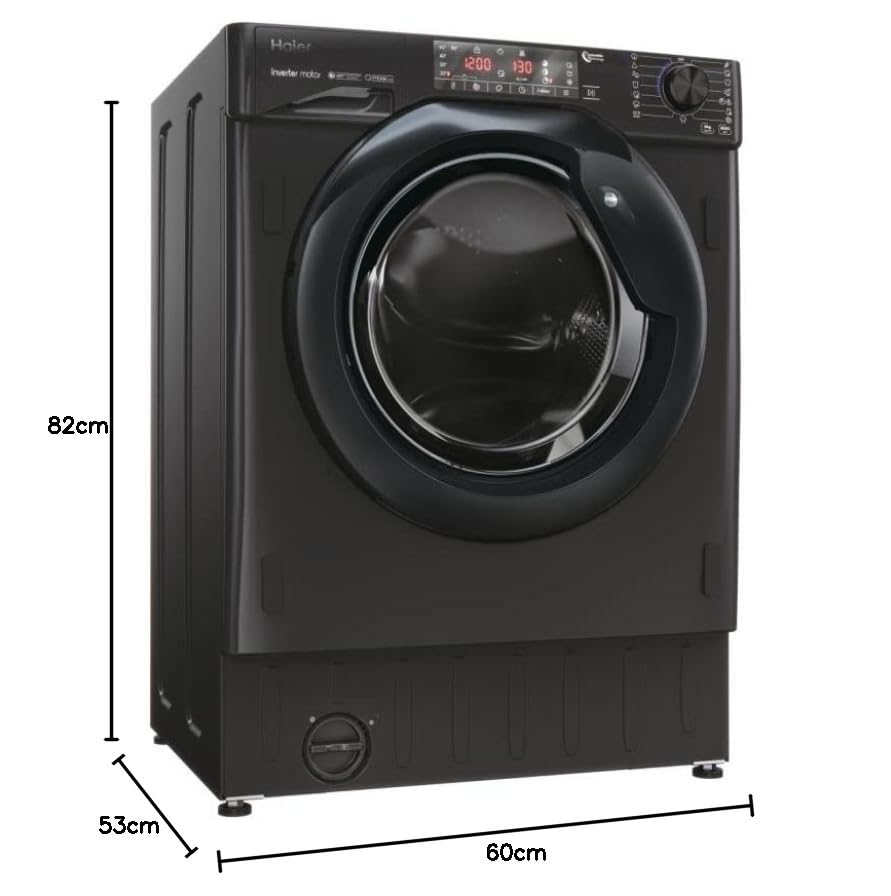 Haier SERIE 4 HWQ90B416FWBB - Lavatrice da incasso con carica frontale, 60 cm, classe di efficienza energetica A/funzione vapore, protezione acqua stop