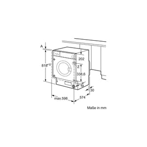 Bosch WIW28443 Serie 8 - Caricatore frontale per lavatrice da incasso, C, 62 kWh, 100 cicli di lavaggio, 1400 giri/min, 8 kg, colore: Bianco