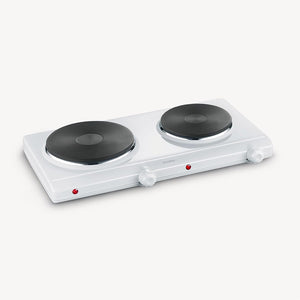 SEVERIN DK 1042 Fornello elettrico a due fuochi, Ø 18 cm x 1.500 W + Ø 15 cm x 1.000 W, Fondelli in ghisa indeformabili, Controllo in continuo della temp. con 2 termostati