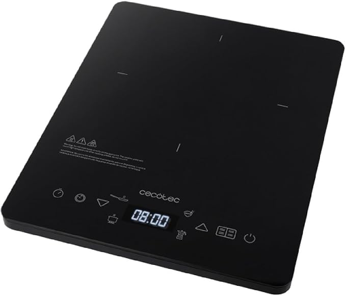 Cecotec Piano cottura a induzione Full Crystal Onyx, 2000 W, Touch Control, design elegante, nero