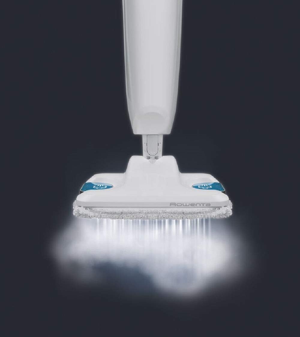Rowenta RY6557 Steam Power Lavapavimenti Pulisce e Lava Senza necessità di detergenti, Riscaldamento in 30 Secondi, 3 Impostazioni di Vapore, 1200 W, Acciaio Inossidabile, Bianco e Blu