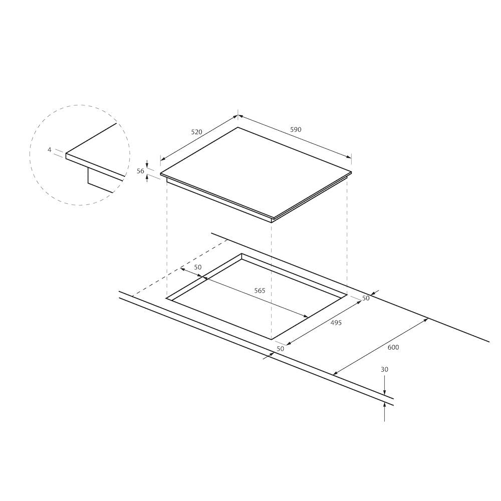 Haier HAIPSJ64MC, Piano cottura a induzione, Black