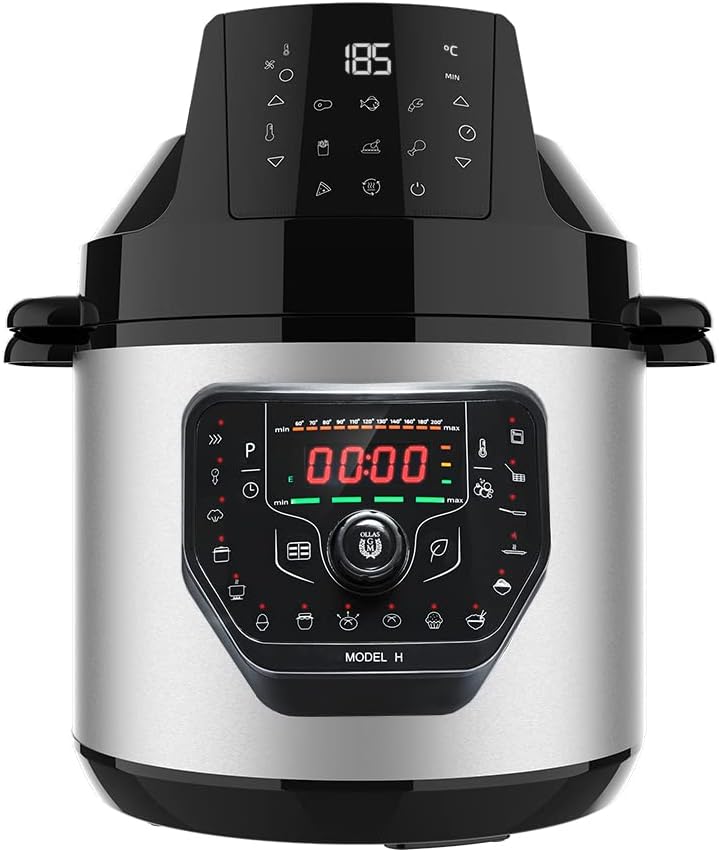 Cecotec Pentola programmabile con testa friggitrice ad aria GM H Fry. Robot da cucina multifunzione, 6 litri capacità, coperchio avanzato, programmabile 24h, temperatura regolabile.