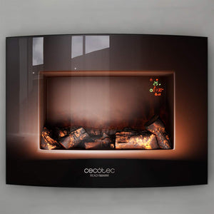 Cecotec Cheminée électrique Ready Warm 2200 Curved Flames. 2000W, 22", 2 niveaux de puissance, 20m2, Télécommande, Panneau curve en verre templé (35", Nero | Telecomando)