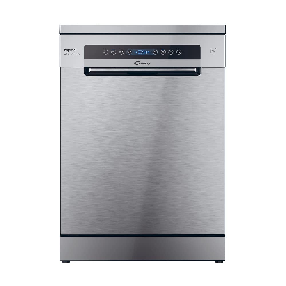 Candy Rapido' Lavastoviglie a Libera Installazione 60 cm, 14 Coperti, 8 Programmi, Connessione Wi-Fi, Partenza Ritardata fino a 24h, Motore Inverter, Classe C, 59,7 x 59,8 x 81,8 cm, Inox - CF 4C6F0X