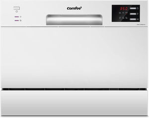 COMFEE' Lavastoviglie compatta da tavolo TD602E-W Mini lavastoviglie con 6 coperti, 6 programmi, display a LED, avvio ritardato e funzione di lavaggio nelle Ore non di Punta - Bianco