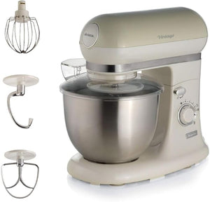 Ariete 1588 Impastatrice Planetaria - Pane, pizza e dolci - 7 Velocità - 3 Fruste - 5,5 Litri - Acciaio Inox - 2400 Watt - Linea Vintage - Beige