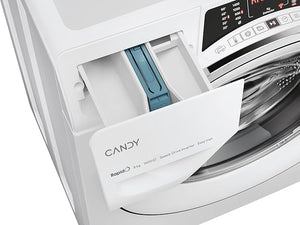 Candy RapidÓ RO 1486DWMCT1-S, Lavatrice a carica frontale, 8 KG, Classe A, 1400 giri, 76 dB, Cicli Rapidi, Vapore, 16 programmi, Bianco, AxLxP 85x60x53 cm