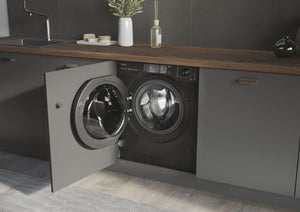 Haier SERIE 4 HWQ90B416FWBB - Lavatrice da incasso con carica frontale, 60 cm, classe di efficienza energetica A/funzione vapore, protezione acqua stop