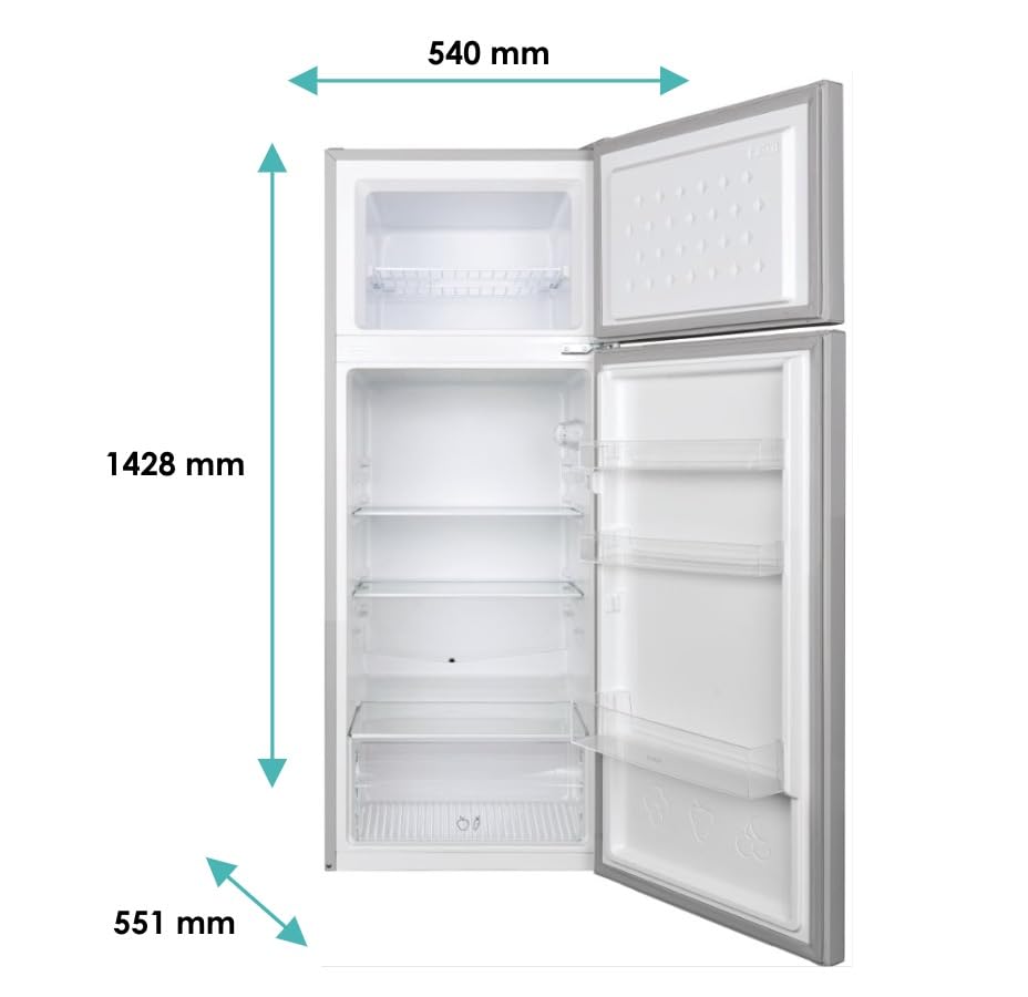 Candy Double Door, CDG1S514ES, Frigorifero a libera installazione, 242 Litri, 41 dB, Silver, AxLxP 143x55x55 cm [Classe di efficienza energetica E]