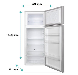 Candy Double Door, CDG1S514ES, Frigorifero a libera installazione, 242 Litri, 41 dB, Silver, AxLxP 143x55x55 cm [Classe di efficienza energetica E]