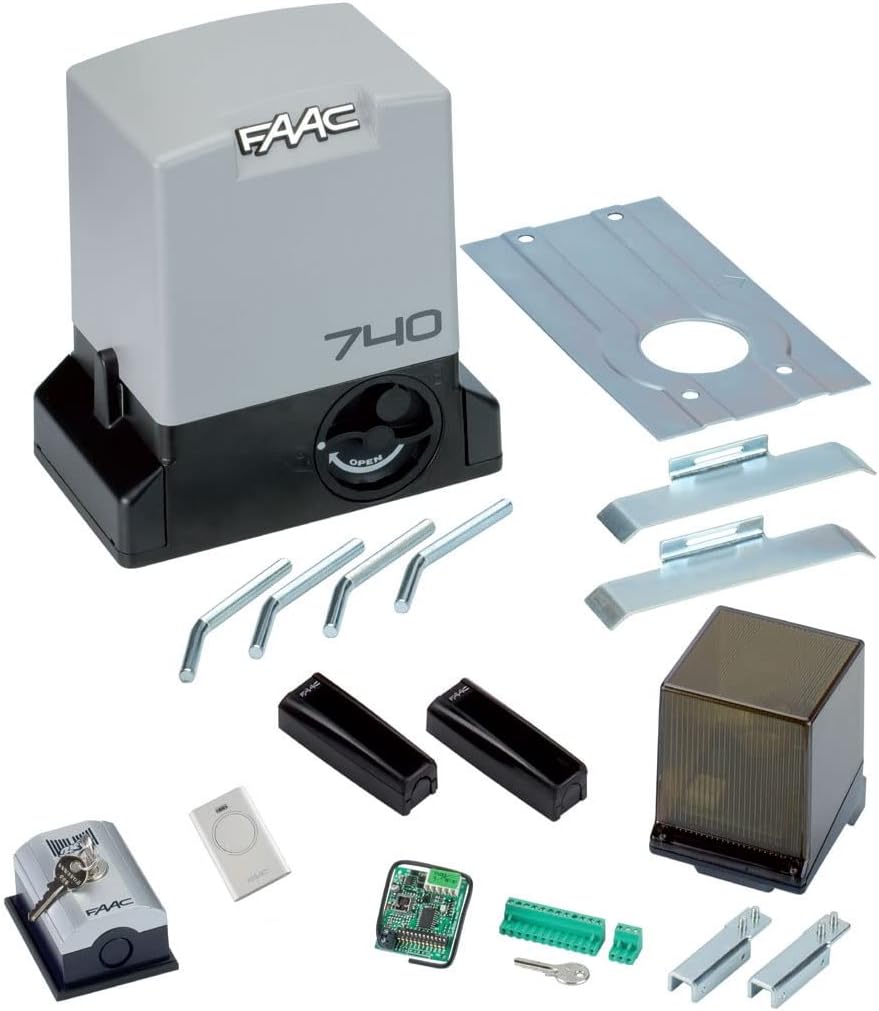 Faac Delta 2 Kit Automazione Per Cancelli Scorrevoli ad uso Residenziale con peso Max 500KG con lampeggiatore 230V motore encoder incluso e coppia di fotocellule XP 1056303445
