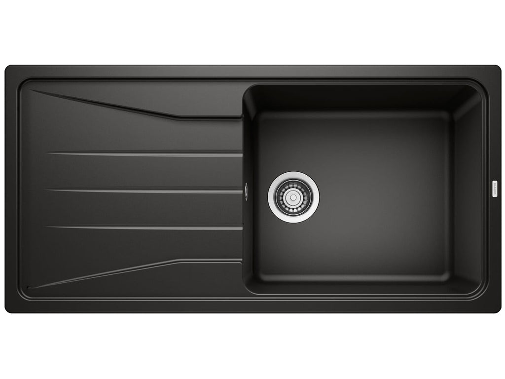 BLANCO Sona XL 6 S Granite Sink Made of Silgranit Black Installation Type: Installation from Top Reversible for 60 cm-Wide Base Cabinets Large Basin Easy-to-Clean Surface