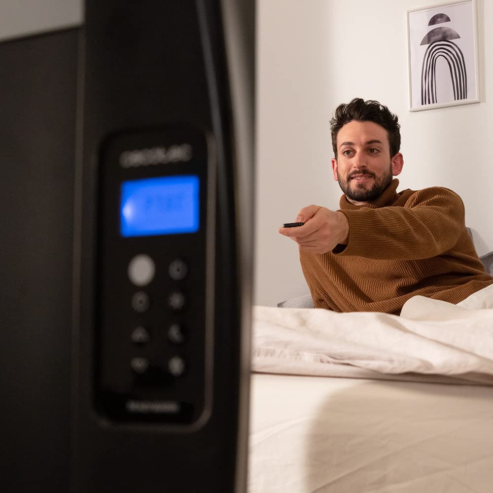 Cecotec Emettitore Termico ReadyWarm 2500 Thermal Black. 12 Elementi e 1800 W, Display LCD, Telecomando a distanza, timer, selezione della temperatura, copertura di 25 m² (12 Moduli, Bianco)