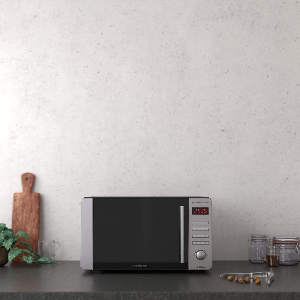 Cecotec Forno a Microonde Proclean 5010 Inox, 20L, Rivestimento Ready2Clean, 700 W, 5 livelli di potenza, Timer 60 min, display a LED, Inox