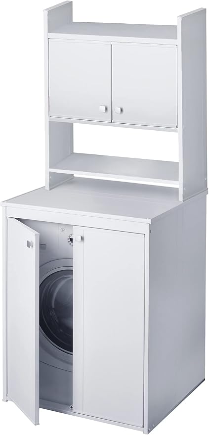 Negrari 5012P/5017P Mobile coprilavatrice con scaffale portaoggetti, Resistente all'umidità, Kit di Fissaggio a Muro Incluso, Interno e Esterno, L70 x P60 x H94, Bianco, 70 X 60 X 94