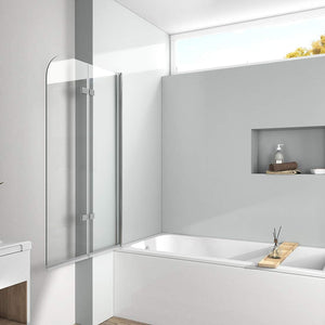 EMKE 120 x 140 cm parete divisoria doccia per vasca da bagno da bagno pieghevole parete doccia divisoria doccia vasca da bagno 2 pezzi 6 mm vetro rinforzato parete doccia vasca da bagno
